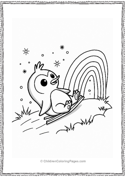 Penguin Sliding Towards A Rainbow Free PDF Printable