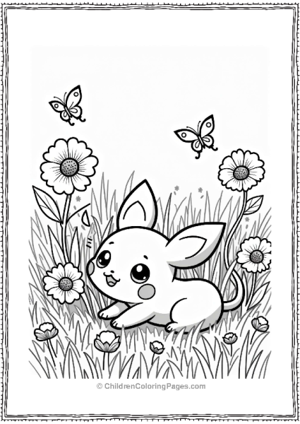 Pichu Among Dreamy Flowers Free PDF Printable