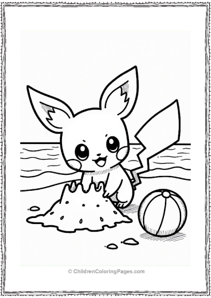 Pichu Building A Sandcastle At The Beach Free PDF Printable
