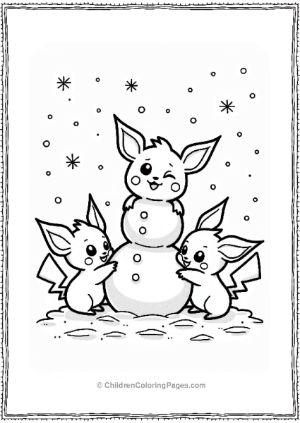 Pichu Building A Snowman In Winter Free PDF Printable