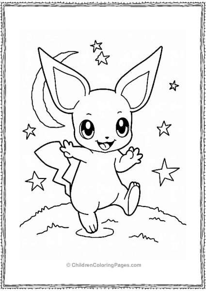 Pichu Dancing Under Sparkling Stars Free PDF Printable