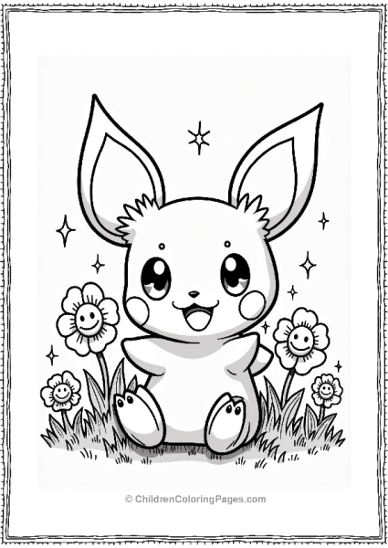 Pichu In A Flower Field Free PDF Printable