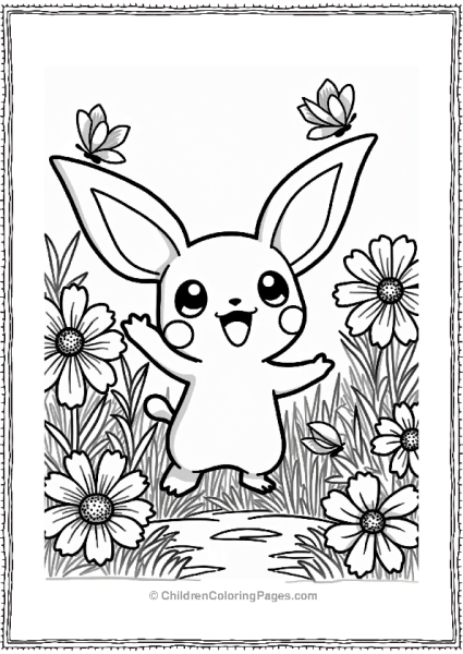 Pichu In A Flower Garden Free PDF Printable
