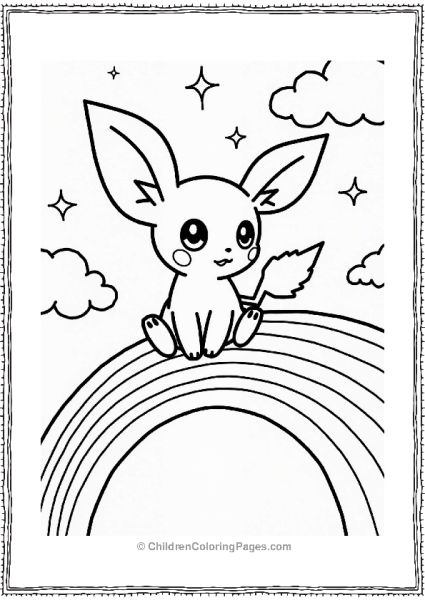 Pichu On A Dreamy Rainbow Free PDF Printable