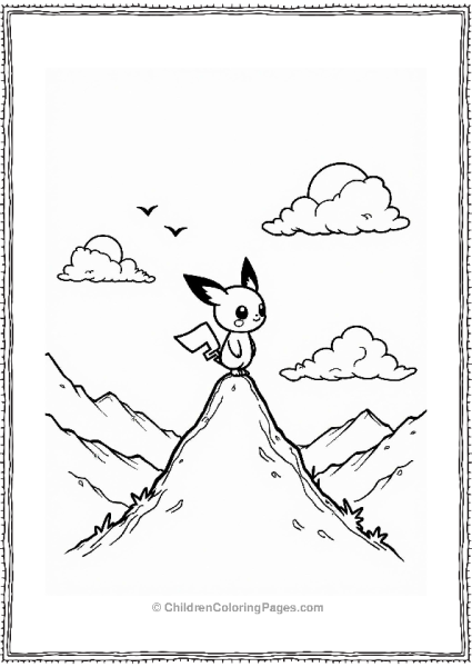Pichu On A Mountain View Free PDF Printable
