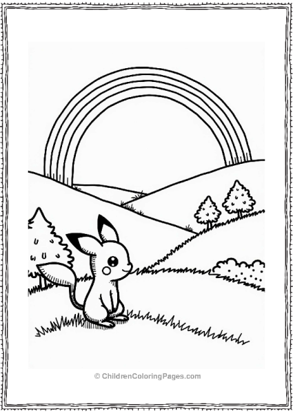 Pichu Under A Colorful Rainbow Free PDF Printable