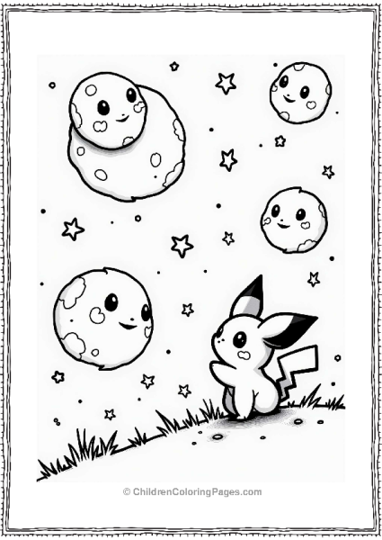 Pichu Under A Dreamy Night Sky Free PDF Printable