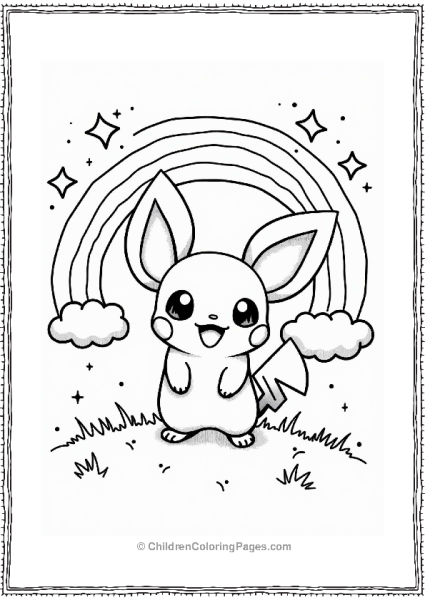 Pichu Under A Rainbow Free PDF Printable