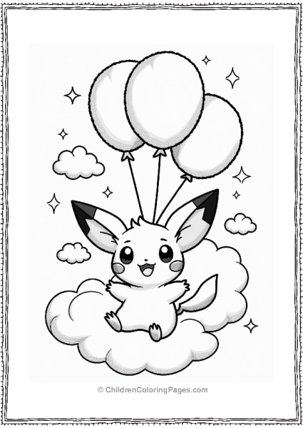 Pichu With Dreamy Balloons Free PDF Printable