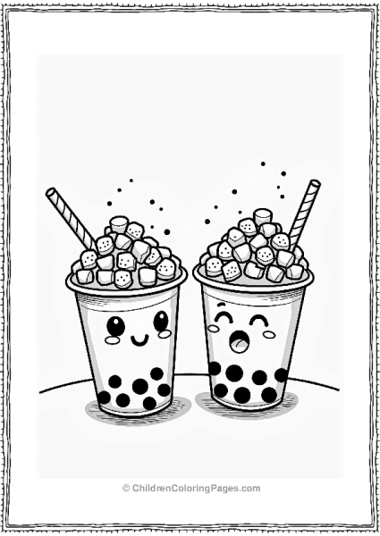 Playful Boba Tea Cups Free PDF Printable