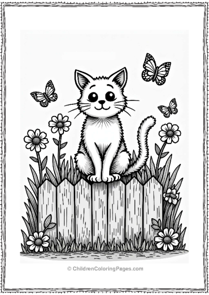 Playful Cat On Graffiti Fence Free PDF Printable
