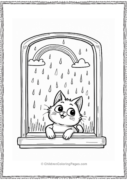 Playful Cat Watching Rainbow Free PDF Printable