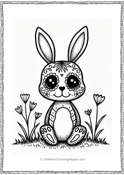 Playful Rabbit Sugar Skull Free PDF Printable
