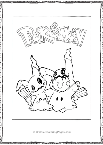 Pokemon Logo With Mimikyu Characters Free PDF Printable