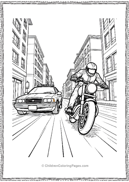 Police Car And Motorcycle In Highspeed Chase Free PDF Printable