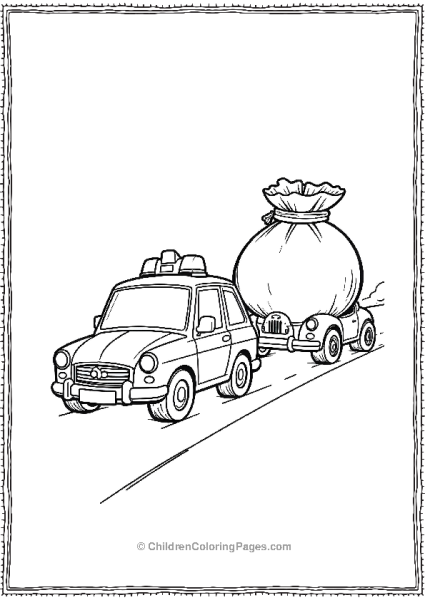 Police Car Chasing A Toylike Villain Car With A Bag Free PDF Printable