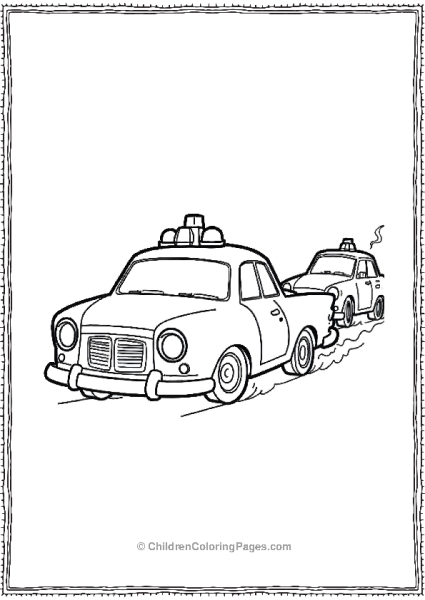 Police Car Chasing Cartoonstyle Thiefs Car Wit Free PDF Printable