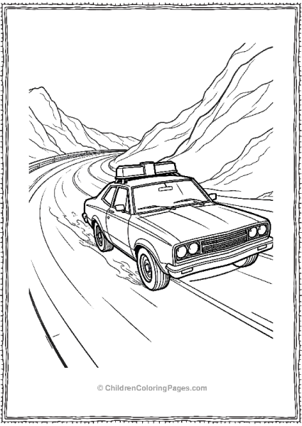Police Car Chasing Getaway Car On Winding Road Free PDF Printable