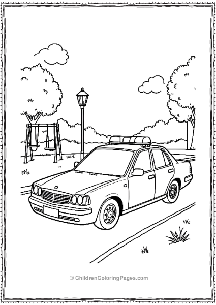 Police Car Driving Slowly Past Park With Kids Free PDF Printable