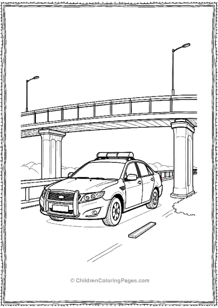 Police Car Driving Under Simple Overpass Bridg Police Car Free PDF Printable