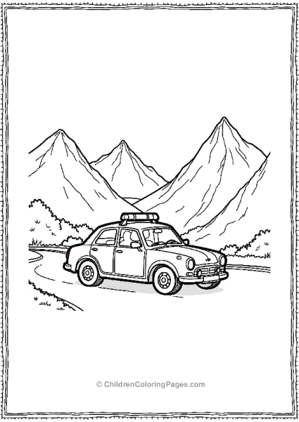 Police Car On Curvy Road Near Mountain Patro Free PDF Printable