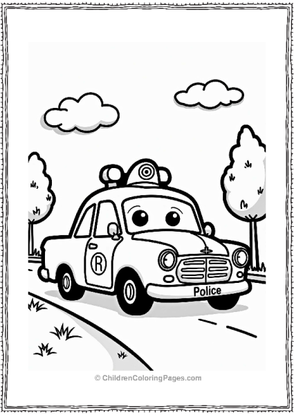 Police Car On Patrol Free PDF Printable