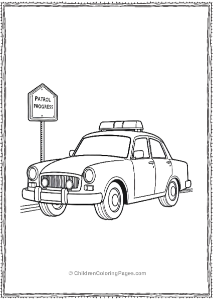Police Car Parked With A Patrol In Progress Sign Police Car Free PDF Printable