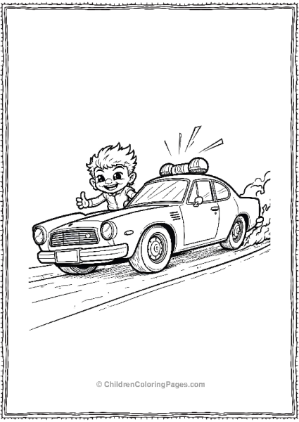 Police Car Skidding Around Turn While Chasing Free PDF Printable