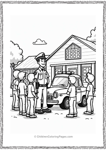 Police Car Visit At School Free PDF Printable