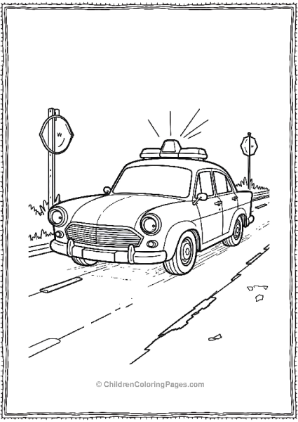 Police Car With A Big Siren Patrolling A Straigh Police Car Free PDF Printable