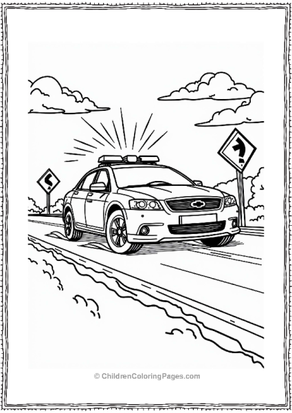 Police Car With Flashing Lights Free PDF Printable