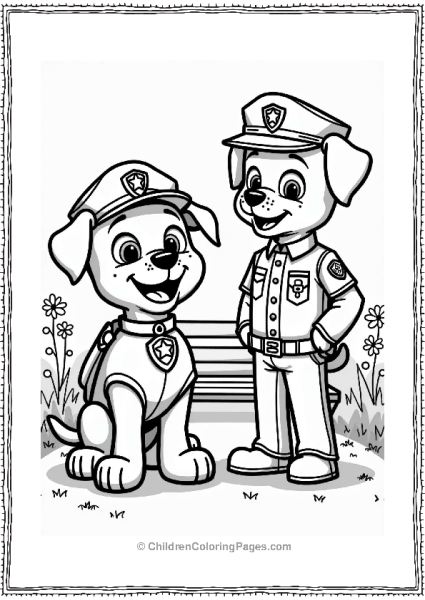 Police Dog And Officer In The Park Free PDF Printable
