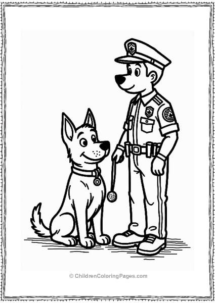 Police Dog On Duty With Officer Free PDF Printable
