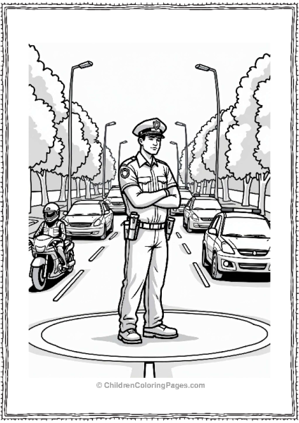 Police Officer At A Roundabout Free PDF Printable