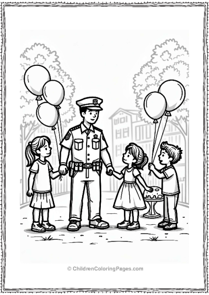Police Officer At Neighborhood Block Party Free PDF Printable