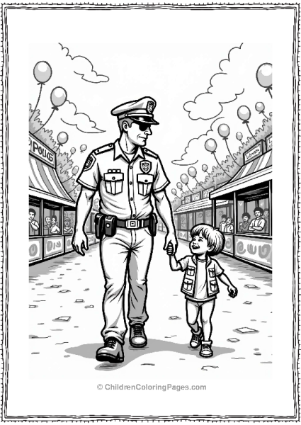 Police Officer At The Funfair Free PDF Printable