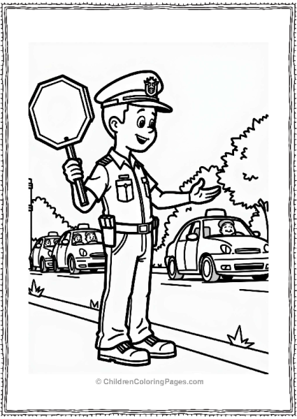 Police Officer Directing Traffic Free PDF Printable
