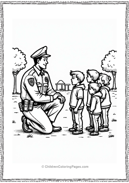 Police Officer Discussing Safety With Kids Free PDF Printable