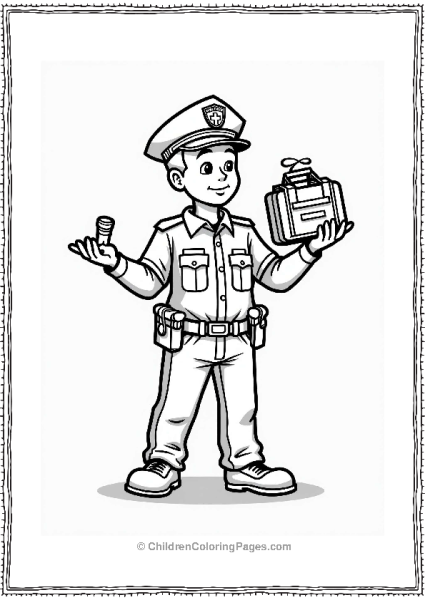 Police Officer Explaining Emergency Kits Free PDF Printable