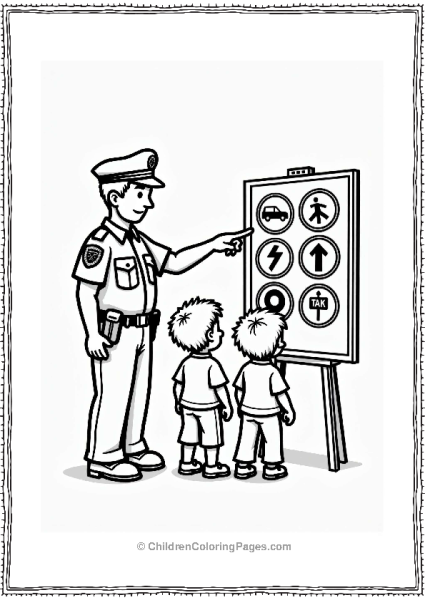 Police Officer Explaining Traffic Signs Free PDF Printable