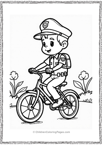 Police Officer On Bicycle Free PDF Printable