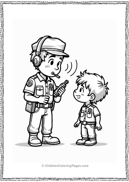 Police Officer Practicing Radio Communication Free PDF Printable