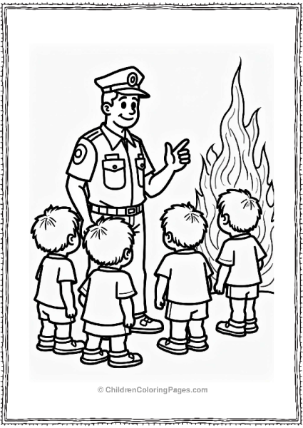Police Officer Teaching Fire Safety Free PDF Printable