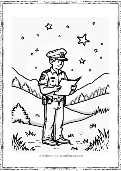Police Officer Under The Stars Free PDF Printable
