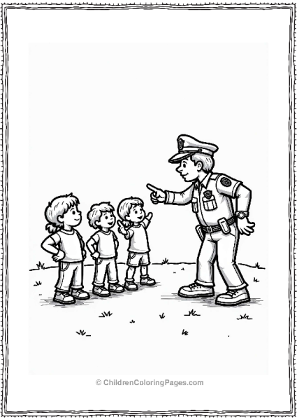 Police Officer With Kids Safety Drills Free PDF Printable