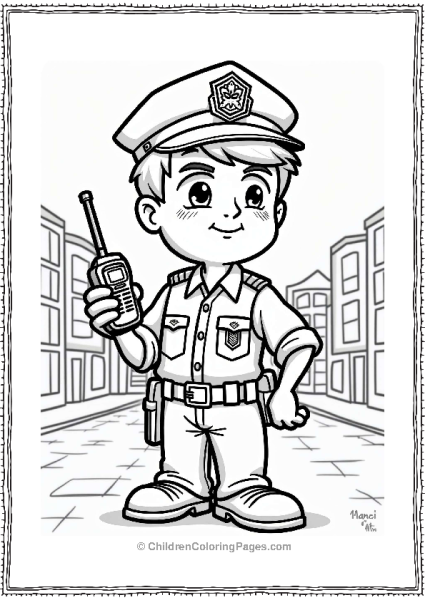 Police Officer With Walkie Talkie Free PDF Printable