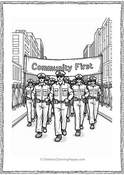 Police Officers Parade With Community Banner Free PDF Printable