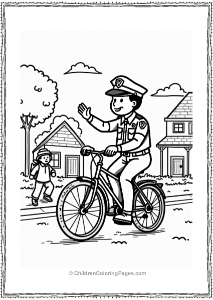Policeman On Bicycle Patrol Free PDF Printable