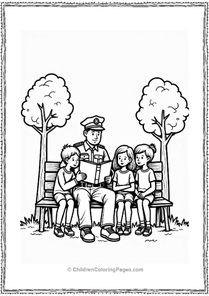 Policeman Reading To Children Free PDF Printable