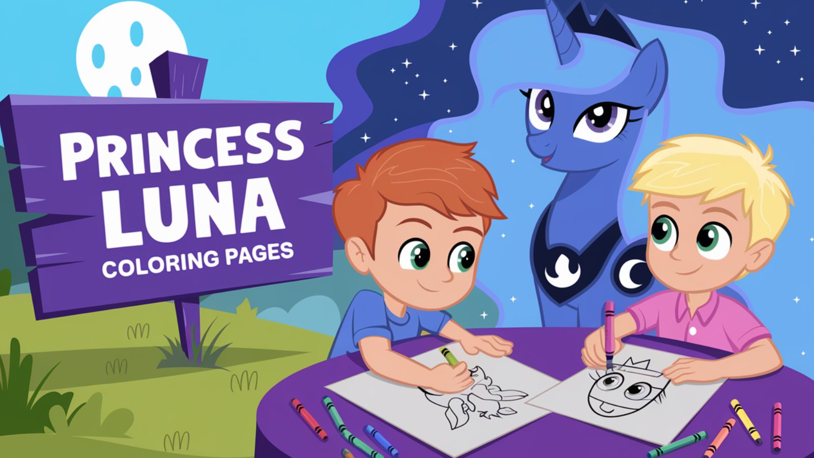 Princess Luna Coloring Pages – Free PDF Printables 🌙🌌🐎